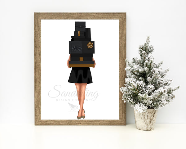 Pile of Presents- Black- Fashion Illustration