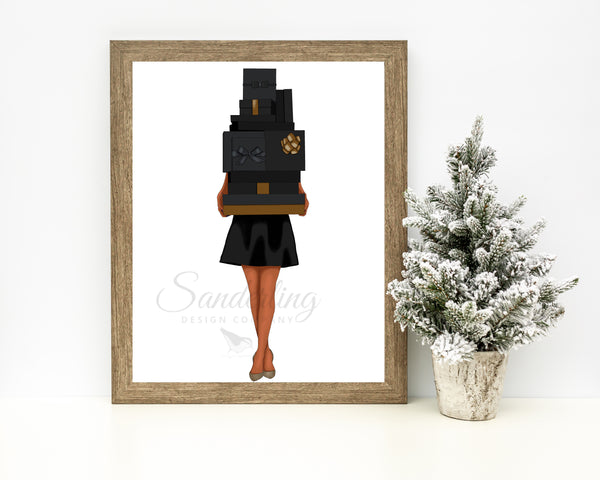 Pile of Presents- Black- Fashion Illustration